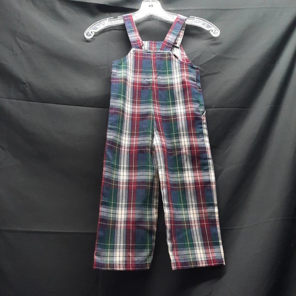 VTG 60-70's Kelly Kids Green Blue Tartan Plaid Bib Romper Size XXS 2 - Picture 2 of 6